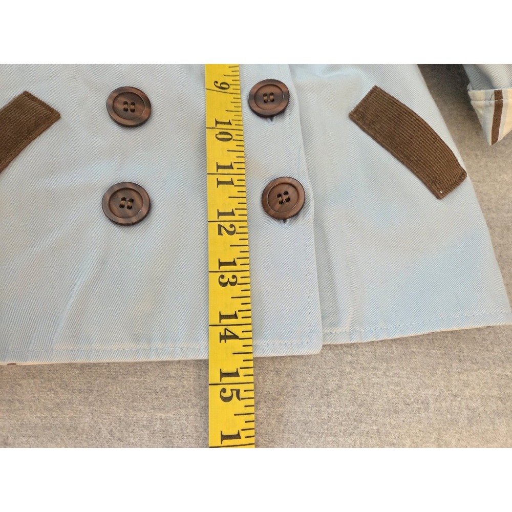 RESTORATION HARDWARE Baby Jacket 3-6 Months Blue Trench‎ Rain Coat Button Up - Picture 8 of 9